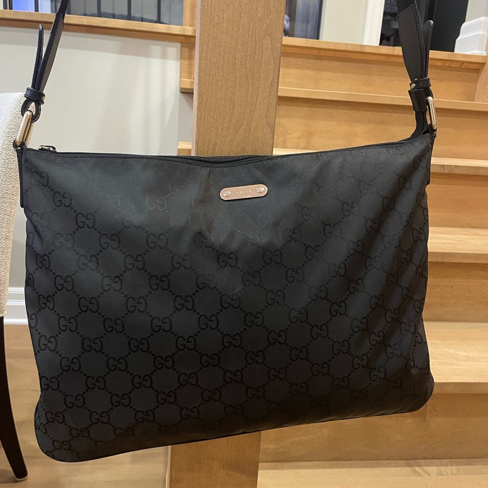 Gucci Black Monogram Messenger Bag